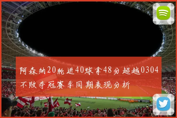 阿森纳20轮进40球拿48分超越0304不败夺冠赛季同期表现分析